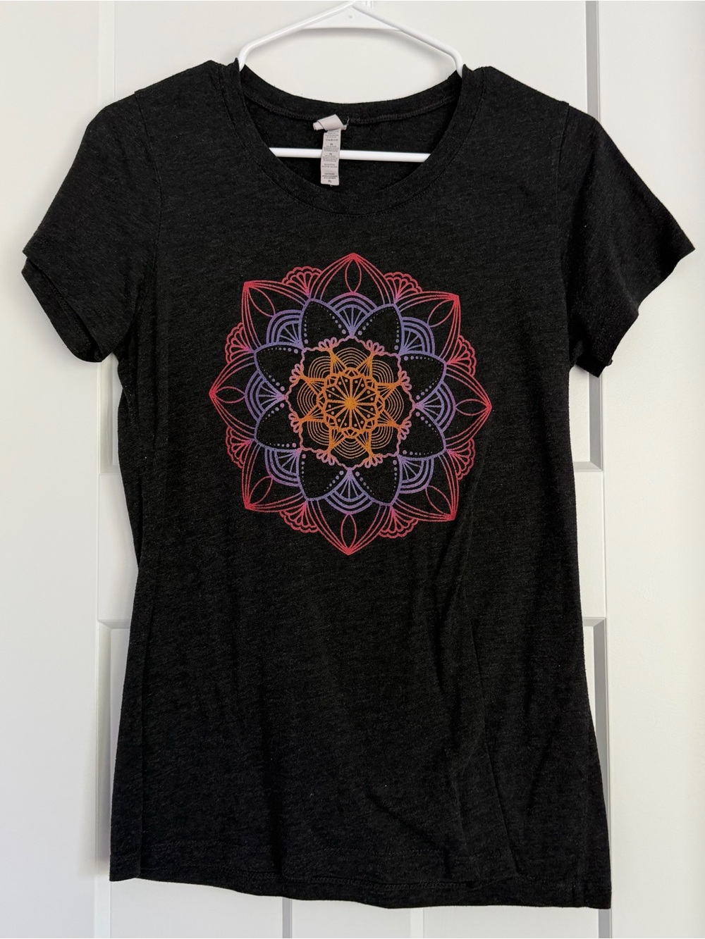 Women’s Black Graphic Tee with Multicolor Mandala